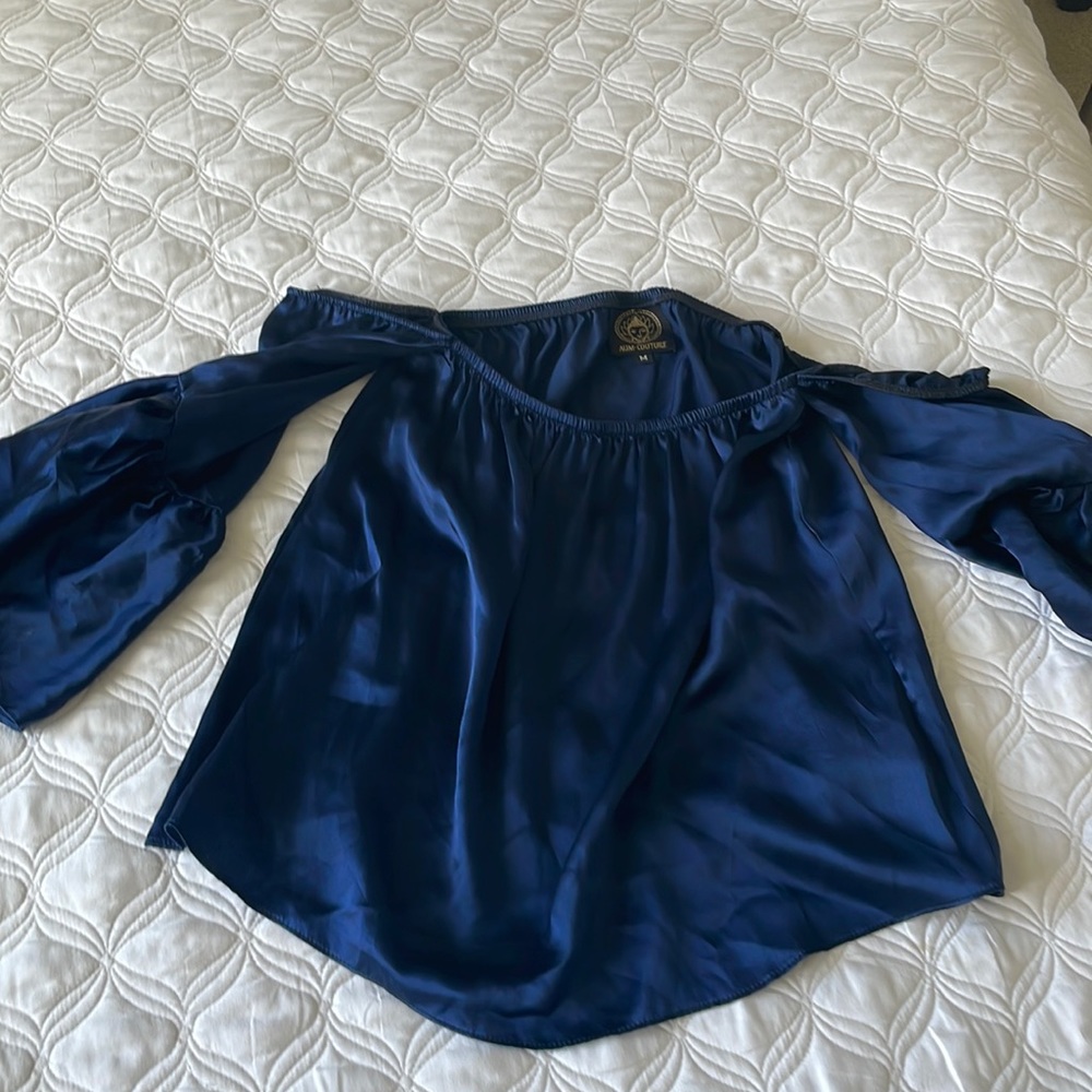 Navy Blue Silk Top